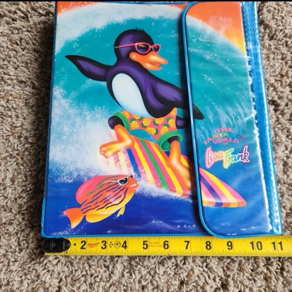 Lisa Frank Binder Vintage 1989 Penguin Surfing Beach Stuart Hall Trapper Keeper